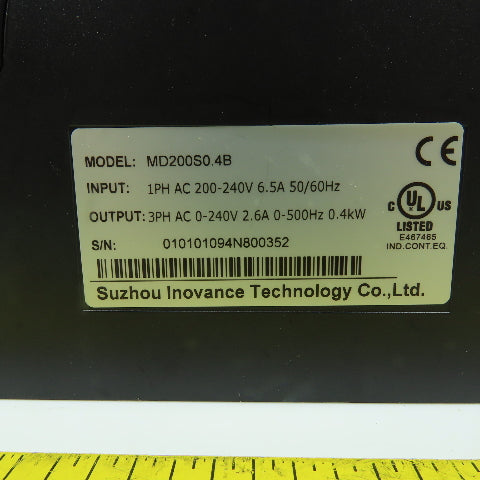 Suzhou Inovance MD200S0.4B 0.4kW Inverter Drive 200-240V 1PH In 0-240V 3PH Out
