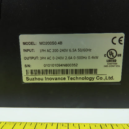 Suzhou Inovance MD200S0.4B 0.4kW Inverter Drive 200-240V 1PH In 0-240V 3PH Out