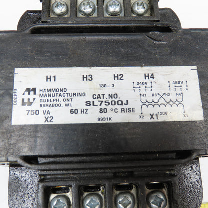 Hammond SL750QJ 240/480V Pri 750VA 120V Sec 1Ph Transformer