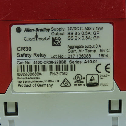 Allen Bradley 440C-CR30-22BBB Ser A10.01 Guard Master Safety Relay 24V DC