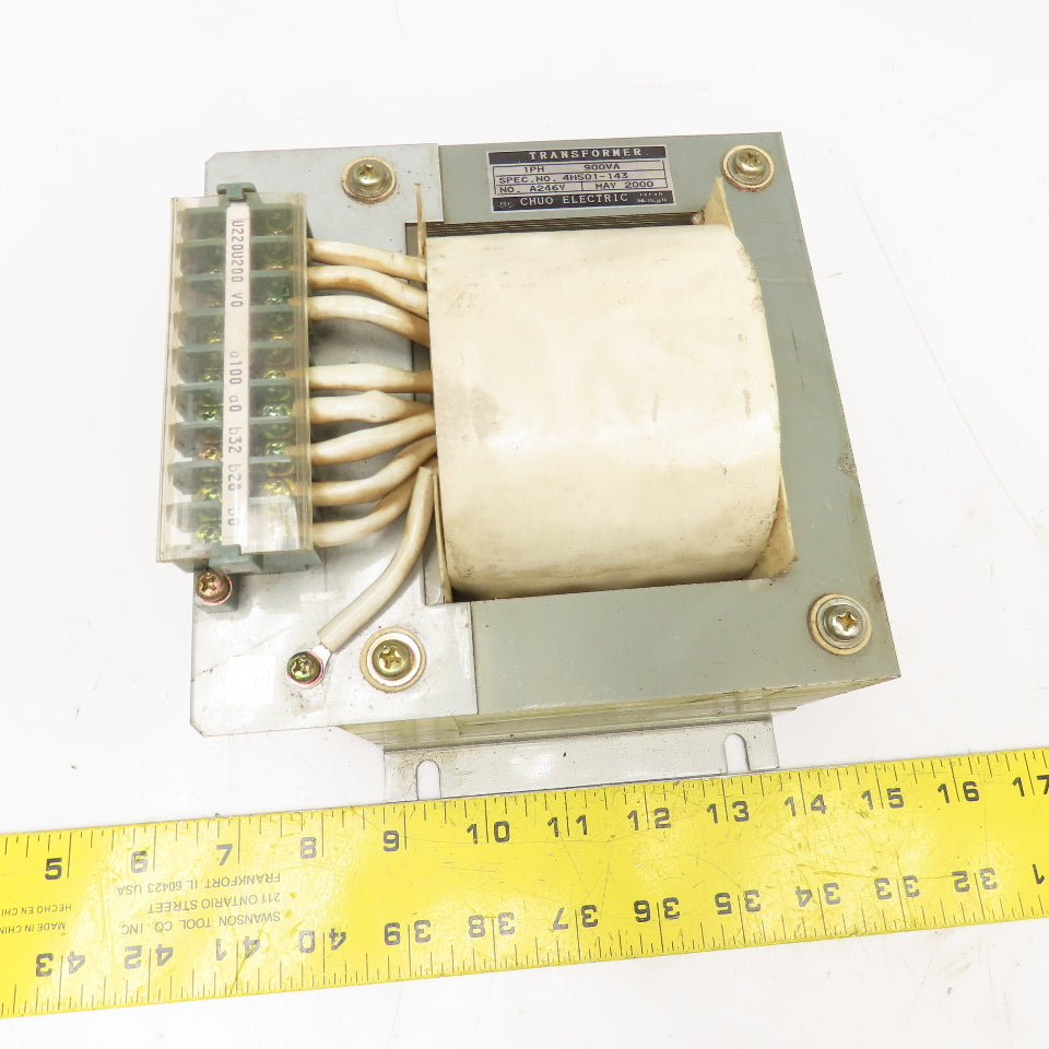 Chuo Electric 4H501-143 220/200V Pri 900VA 100/32-28V Sec Transformer
