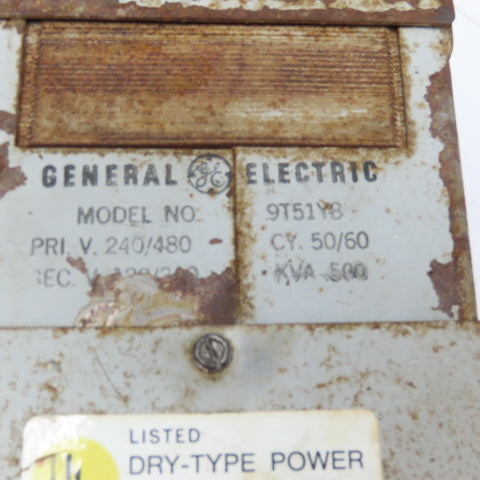 General Electric 9T51Y8 240/480V Primary .500kVa 120/240V Secondary Transformer