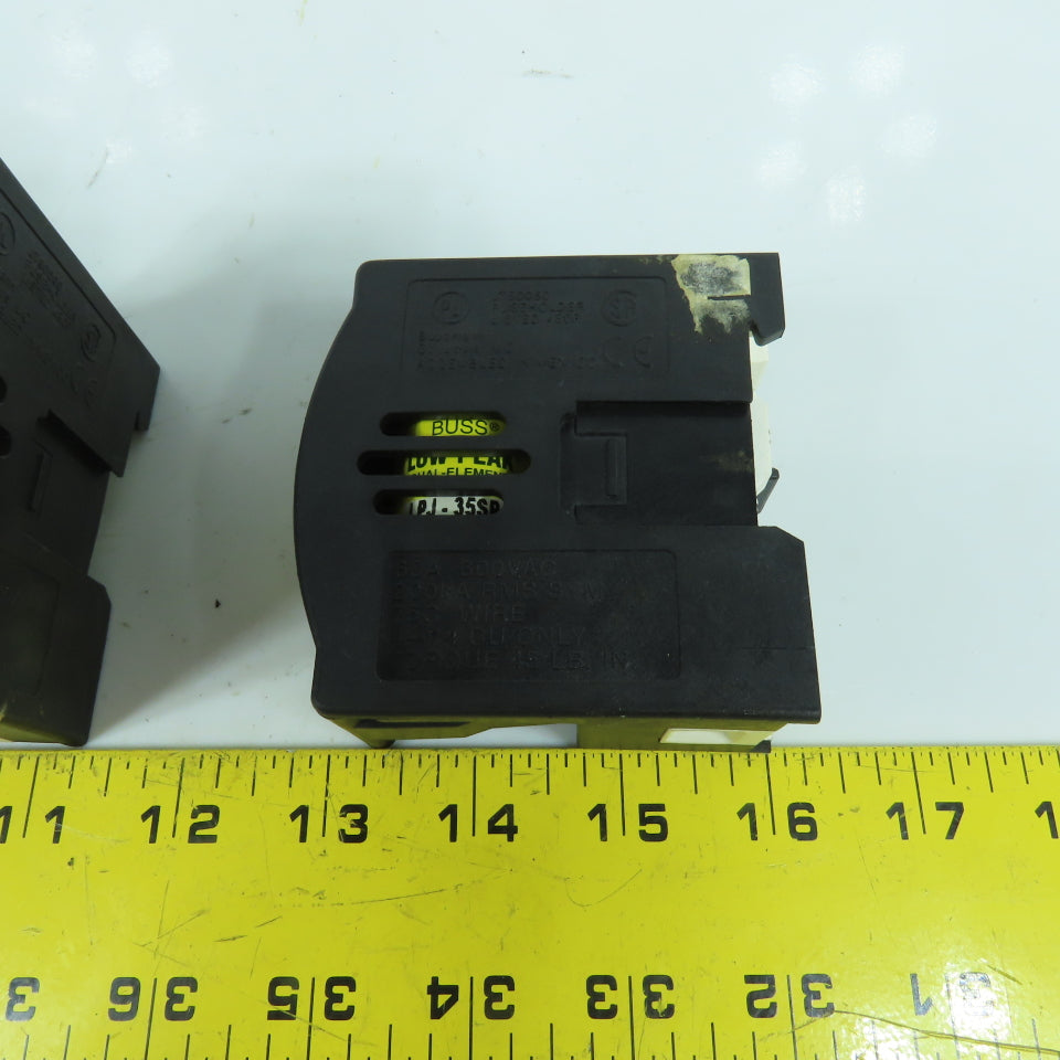 Buss JT60060 35-60A 600VAC Fuse Holder W/ LPJ-35SP Low Peak Fuses Lot Of 3