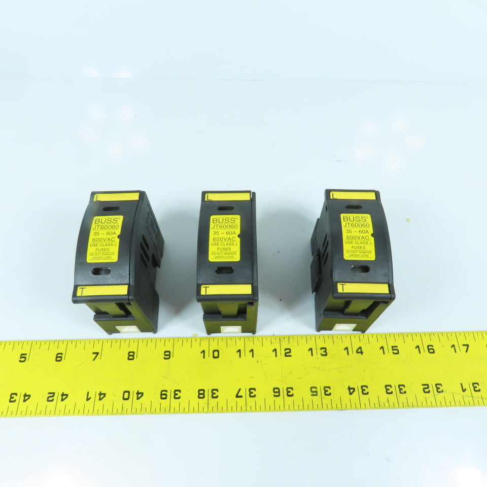 Buss JT60060 35-60A 600VAC Fuse Holder W/ LPJ-35SP Low Peak Fuses Lot Of 3