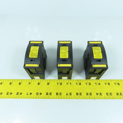 Buss JT60060 35-60A 600VAC Fuse Holder W/ LPJ-35SP Low Peak Fuses Lot Of 3