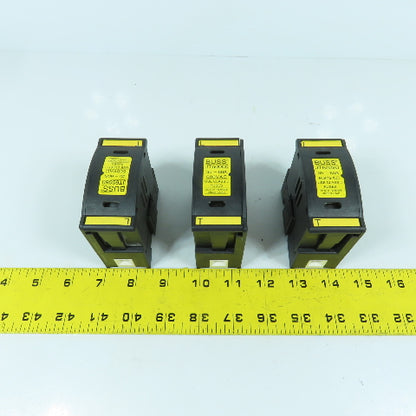 Buss JT60060 35-60A 600VAC Fuse Holder W/ LPJ-35SP Low Peak Fuses Lot Of 3
