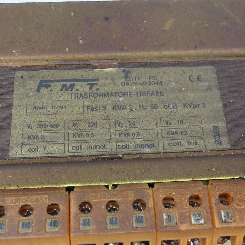 FMT 0429-603044 440/480V Pri 2kVa 220-24/18V Sec. 3 Ph Transformer