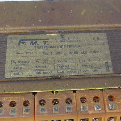 FMT 0429-603044 440/480V Pri 2kVa 220-24/18V Sec. 3 Ph Transformer