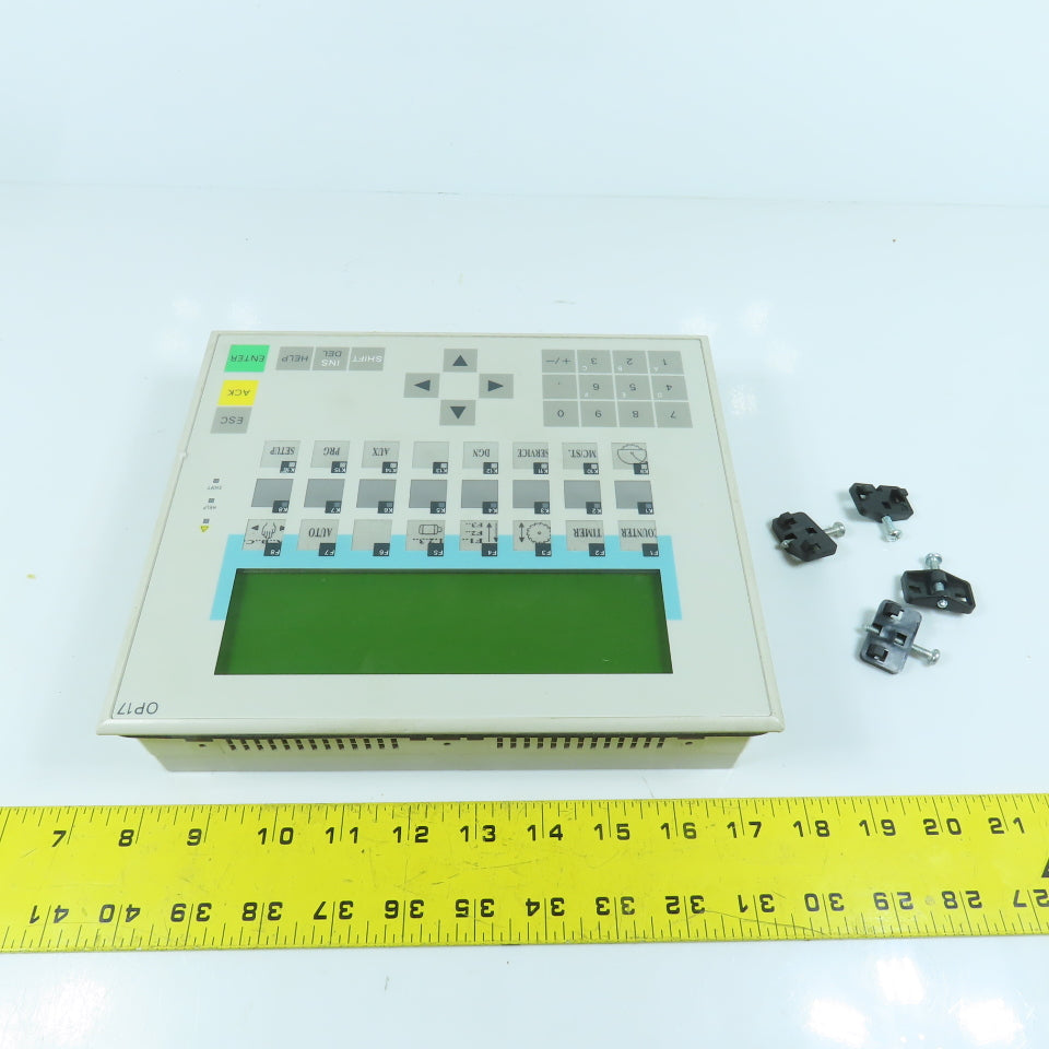 Siemens 6AV3 617-1JC30-0AX1 Operator Panel Display OP17-DP12 W/ Mounting Clips