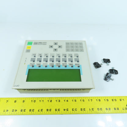 Siemens 6AV3 617-1JC30-0AX1 Operator Panel Display OP17-DP12 W/ Mounting Clips