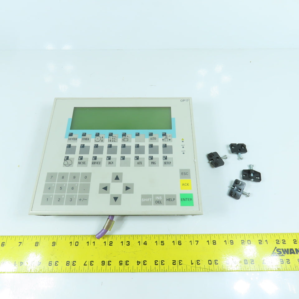 Siemens 6AV3 617-1JC30-0AX1 Operator Panel Display OP17-DP12 W/ Mounting Clips