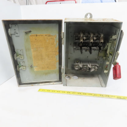 General Electric TH3361J Model 10 30A 600V 3P Fusible Safety Disconnect Switch