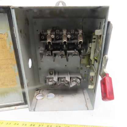General Electric TH3361J Model 10 30A 600V 3P Fusible Safety Disconnect Switch