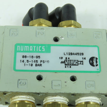 Numatics L12BA452B 2-Position Pneumatic Valve 145PSI 24VDC Coil W/ 1/4" Connects