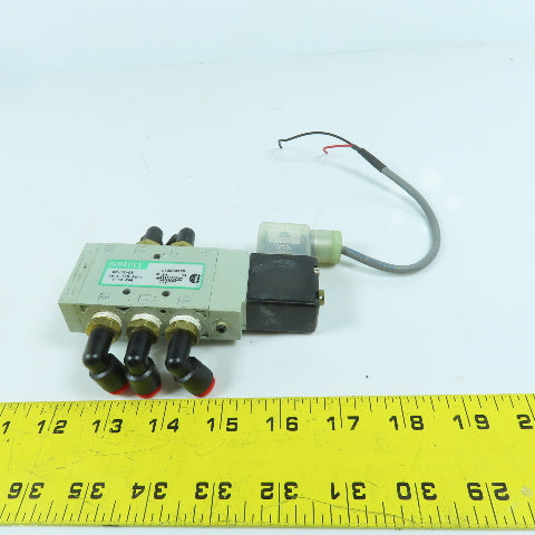 Numatics L12BA452B 2-Position Pneumatic Valve 145PSI 24VDC Coil W/ 1/4" Connects