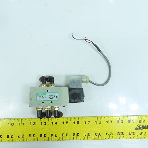 Numatics L12BA452B 2-Position Pneumatic Valve 145PSI 24VDC Coil W/ 1/4" Connects