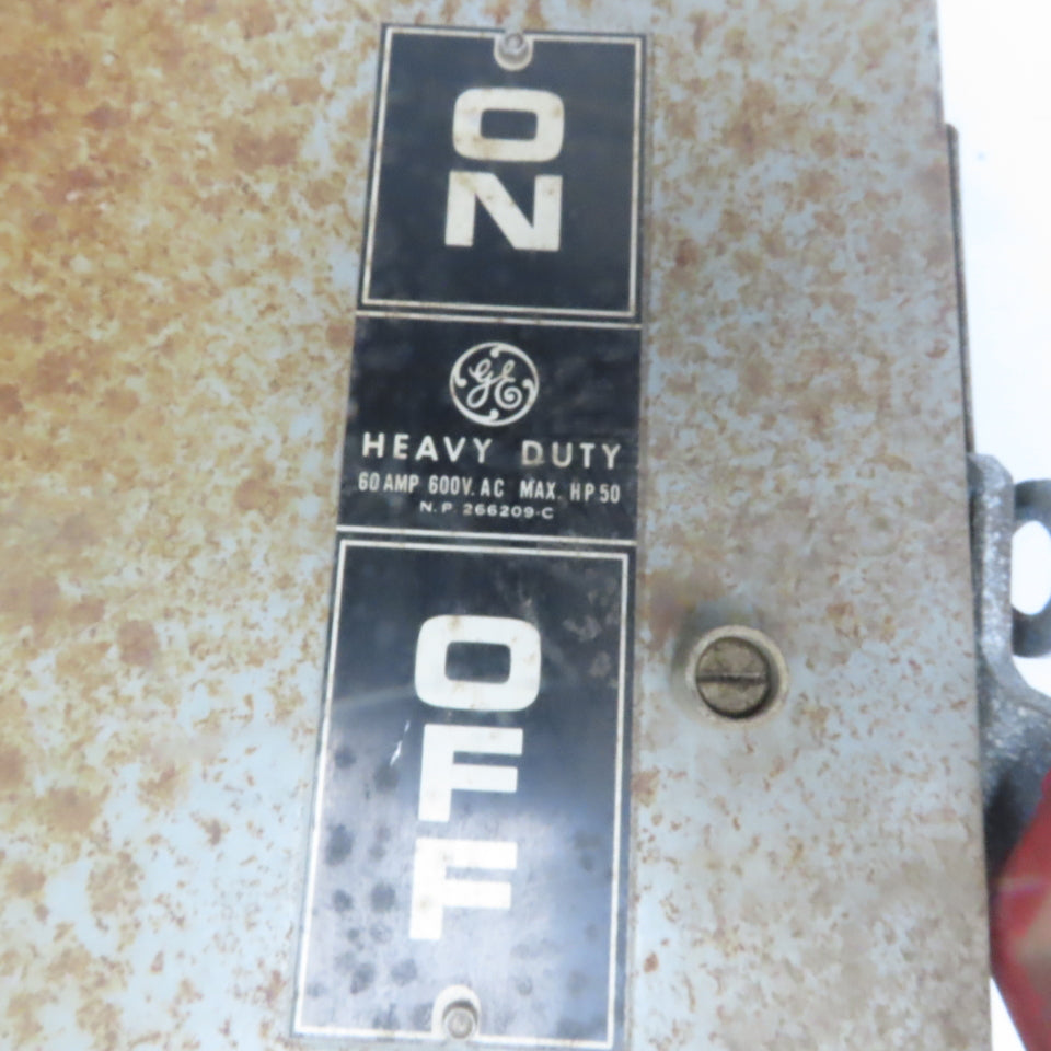 General Electric TH3362J Model 1 60A 600V 3P Fusible Safety Disconnect Switch