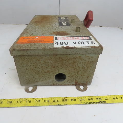 General Electric TH3362J Model 1 60A 600V 3P Fusible Safety Disconnect Switch