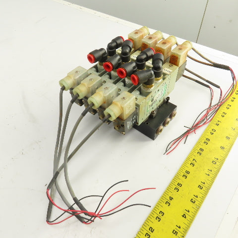 Numatics L23BB452B053H 2-Position 4-Way Pneumatic Valve Bank 4-Valves 24V DC