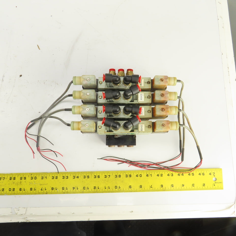 Numatics L23BB452B053H 2-Position 4-Way Pneumatic Valve Bank 4-Valves 24V DC