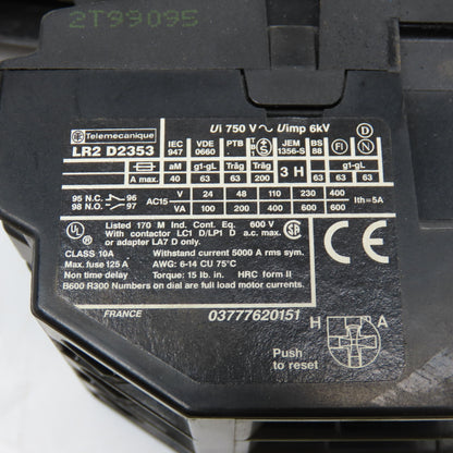 Telemecanique LP1 D32 10 LR2D2353 600V 18kW MAX Motor Starter 23-32A Trip Range