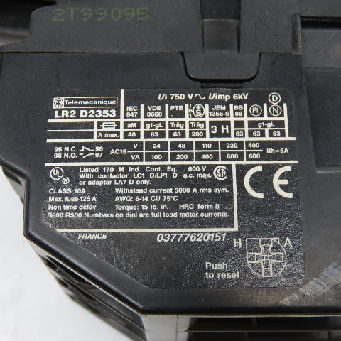 Telemecanique LP1 D32 10 LR2D2353 600V 18kW MAX Motor Starter 23-32A Trip Range
