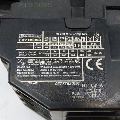 Telemecanique LP1 D32 10 LR2D2353 600V 18kW MAX Motor Starter 23-32A Trip Range