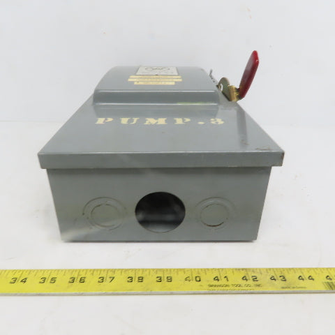 Westinghouse HF361 30A 600V 3 Pole Fusible Safety Disconnect Switch