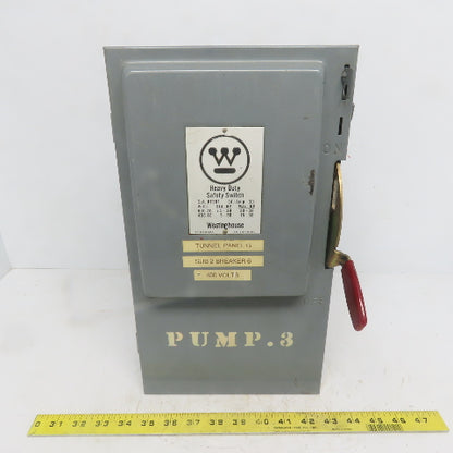 Westinghouse HF361 30A 600V 3 Pole Fusible Safety Disconnect Switch