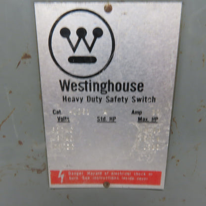 Westinghouse HU261 30A 600V 2 Pole Non-Fusible Safety Disconnect Switch