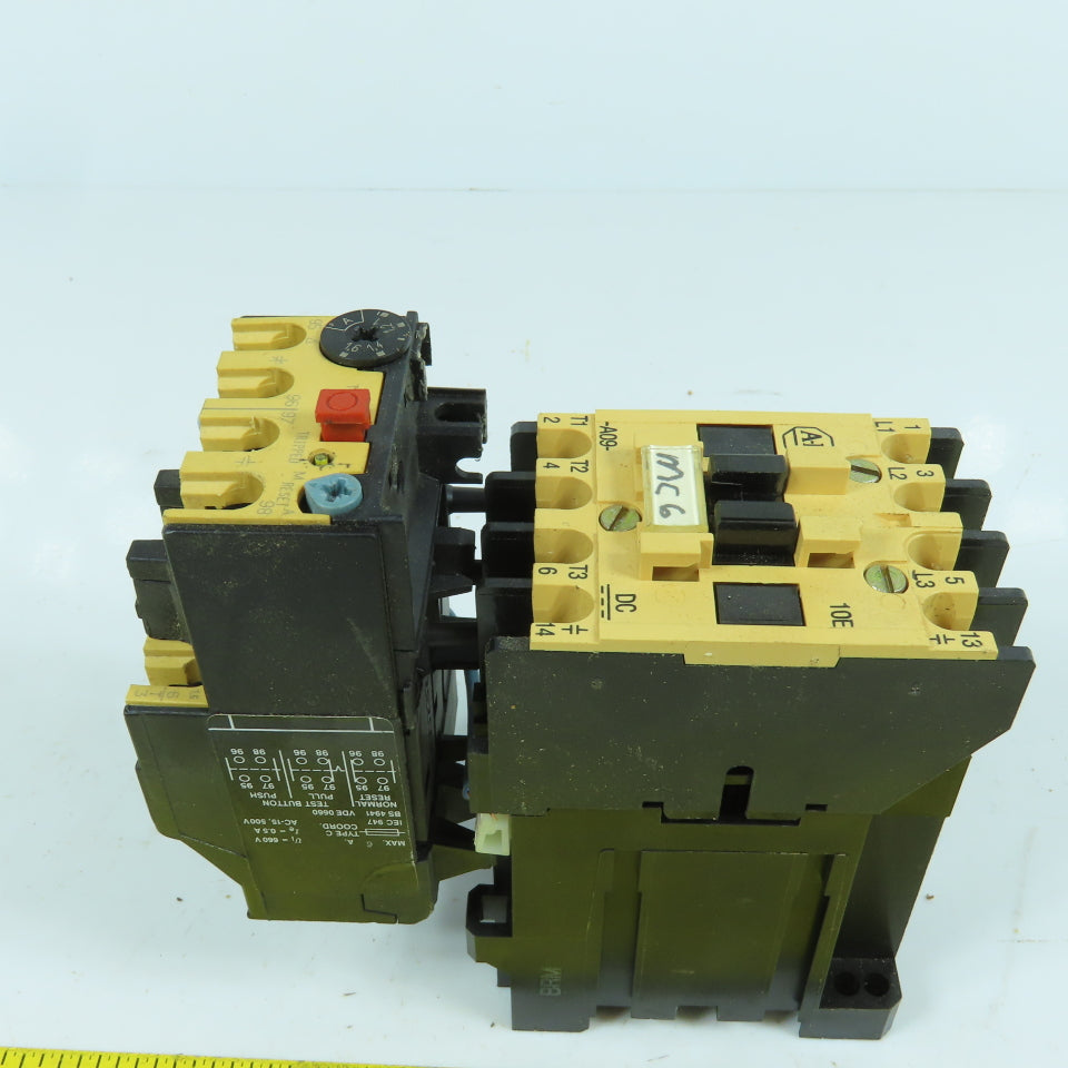 Allen Bradley 100-A09NZ*3 Ser B 22A Contactor 24VDC Coil 7.5HP W/ 193-BSB 1-1.6A