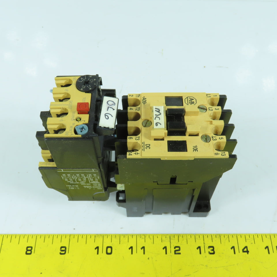 Allen Bradley 100-A09NZ*3 Ser B 22A Contactor 24VDC Coil 7.5HP W/ 193-BSB 1-1.6A