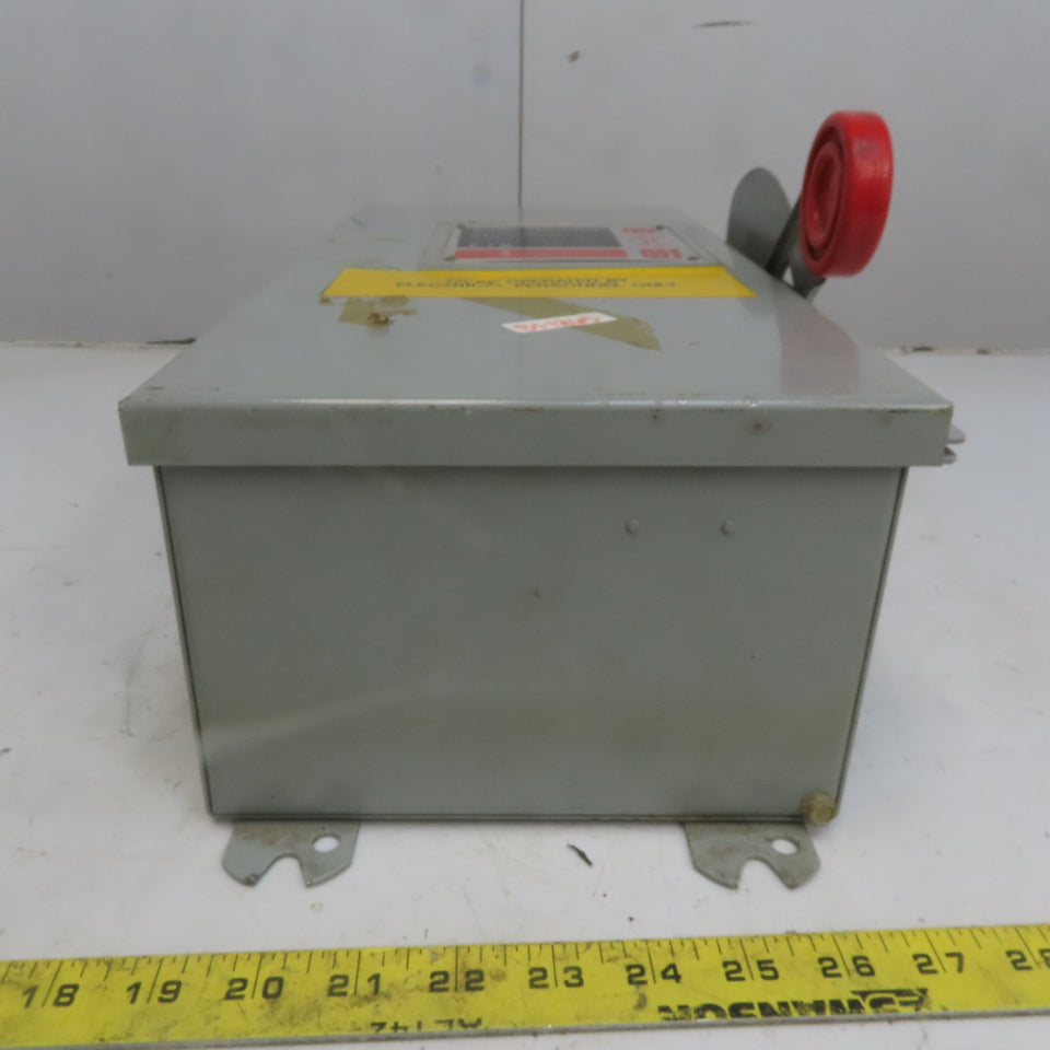 Cutler Hammer DH361FDK 30A 600V 3 Pole Fusible Safety Disconnect Switch