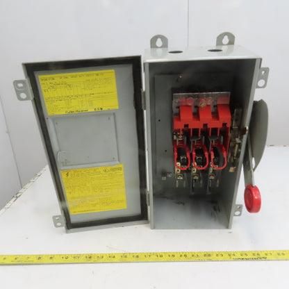 Cutler Hammer DH361FDK 30A 600V 3 Pole Fusible Safety Disconnect Switch