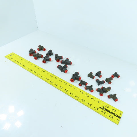SMC Mixed Lot Push To Connect Air Fittings 3/8" Tees & 1/4" 90° Elbows Lot/19