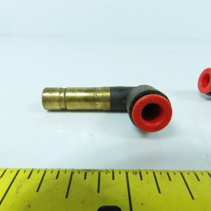 SMC 1/4" Push To Connect x 3/8" OD Plug-In Brass 90° Elbow Air Fitting Lot Of 5