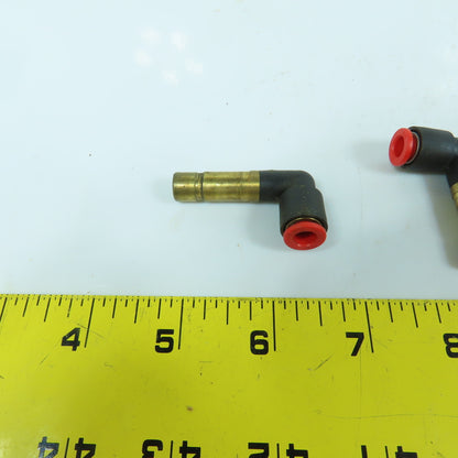 SMC 1/4" Push To Connect x 3/8" OD Plug-In Brass 90° Elbow Air Fitting Lot Of 5