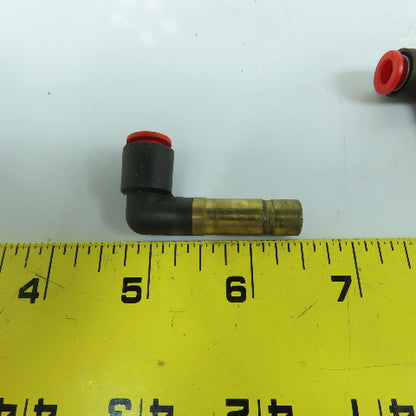SMC 1/4" Push To Connect x 3/8" OD Plug-In Brass 90° Elbow Air Fitting Lot Of 5