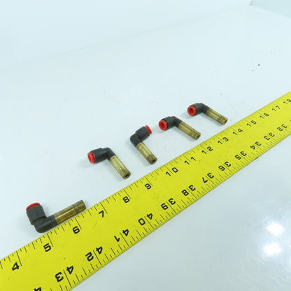 SMC 1/4" Push To Connect x 3/8" OD Plug-In Brass 90° Elbow Air Fitting Lot Of 5