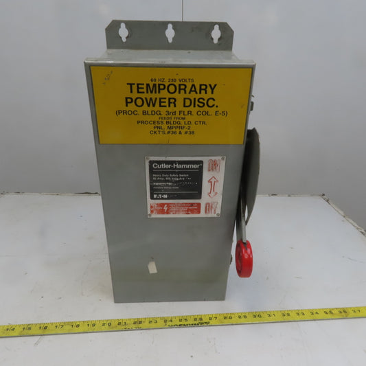 Cutler Hammer DH361FDK Ser. B 30A 600V 3 Pole Fusible Safety Disconnect Switch