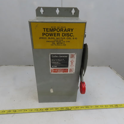 Cutler Hammer DH361FDK Ser. B 30A 600V 3 Pole Fusible Safety Disconnect Switch
