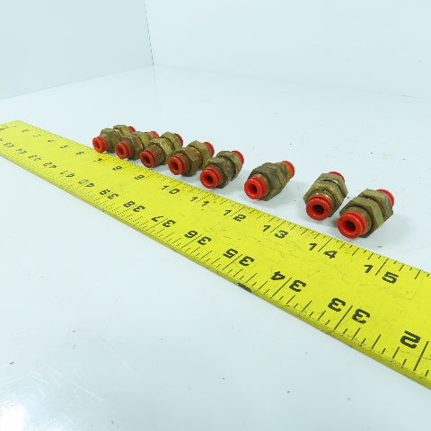 SMC 1/4" x 1/4" Push To Connect Inline Coupling Brass Air Fitting Lot Of 8