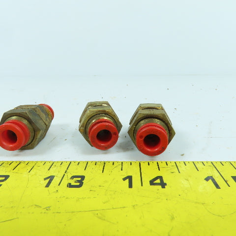 SMC 1/4" x 1/4" Push To Connect Inline Coupling Brass Air Fitting Lot Of 8