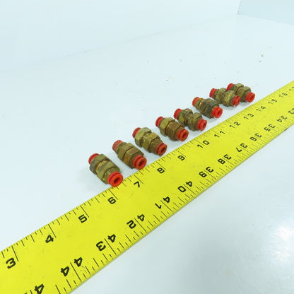 SMC 1/4" x 1/4" Push To Connect Inline Coupling Brass Air Fitting Lot Of 8