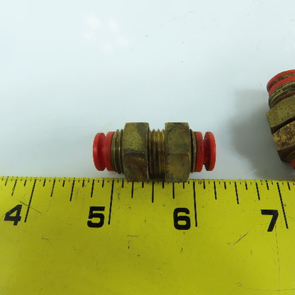 SMC 1/4" x 1/4" Push To Connect Inline Coupling Brass Air Fitting Lot Of 8