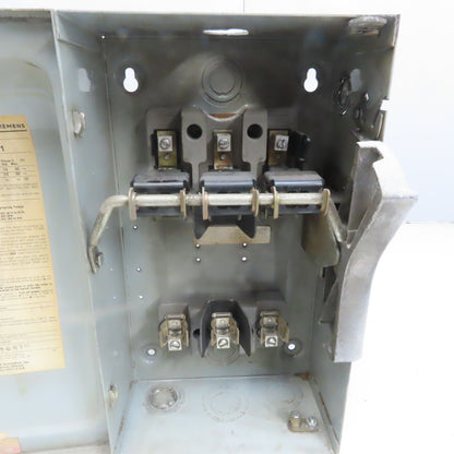 ITE Siemens F-352 60A 600V 3 Pole Fusible Safety Disconnect Switch 30Hp