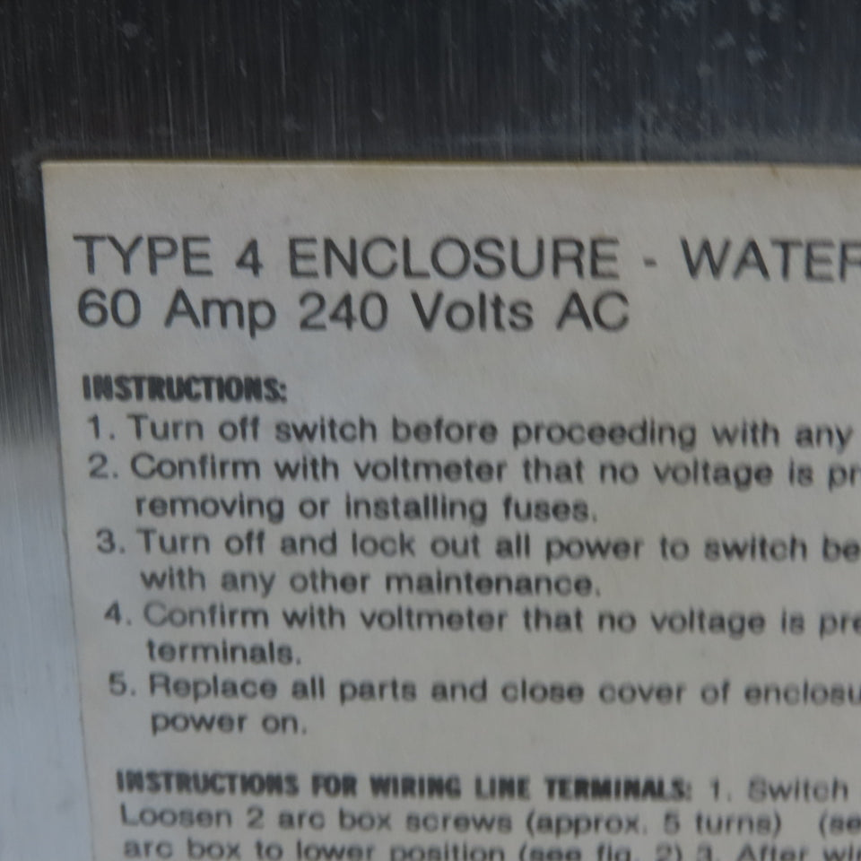 Westinghouse WHFN322 60A 240V Fusible Stainless Steel Safety Disconnect Switch