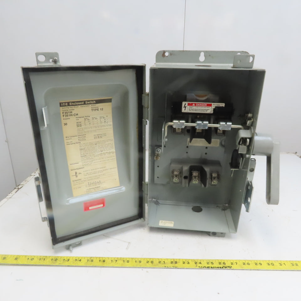 ITE F351H-CH 30A 600V 3 Pole Fusible Safety Disconnect Switch