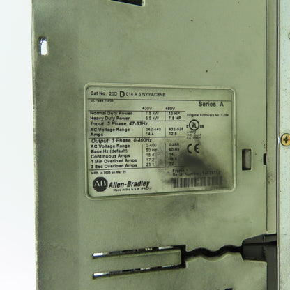 Allen Bradley 20DD014A3NYYACBNE Ser A 10HP 700S AC Drive 0-460V Out Parts/Repair