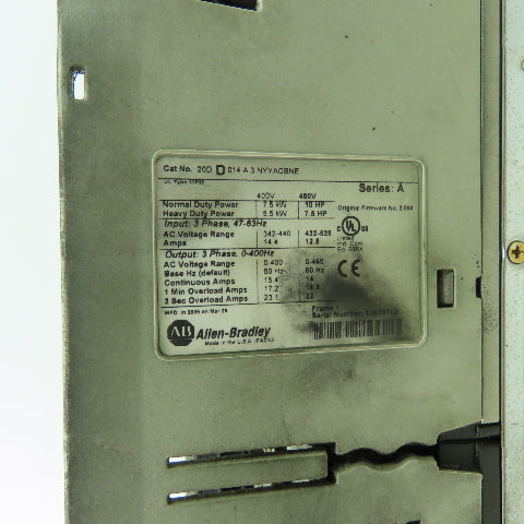 Allen Bradley 20DD014A3NYYACBNE Ser A 10HP 700S AC Drive 0-460V Out Parts/Repair